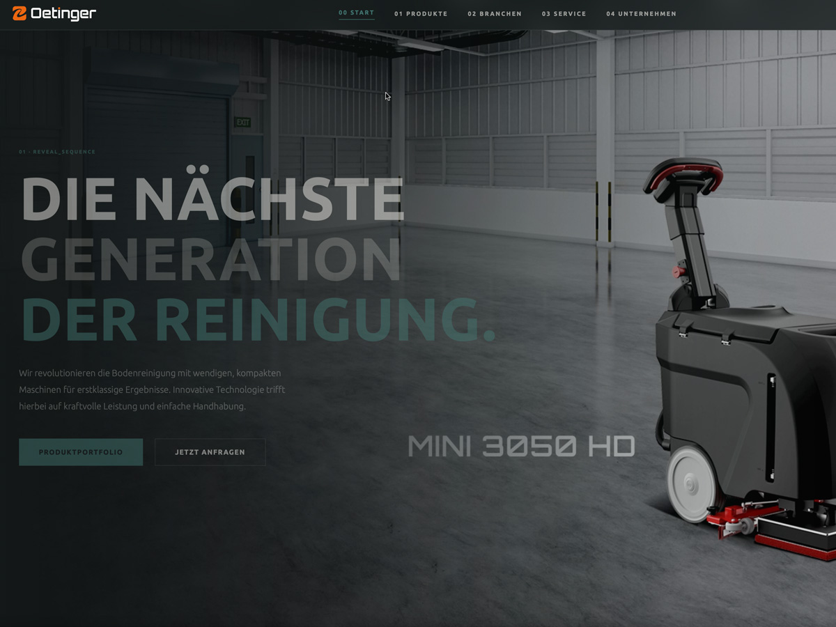 Oetinger Reinigungssysteme B2B Landingpage
