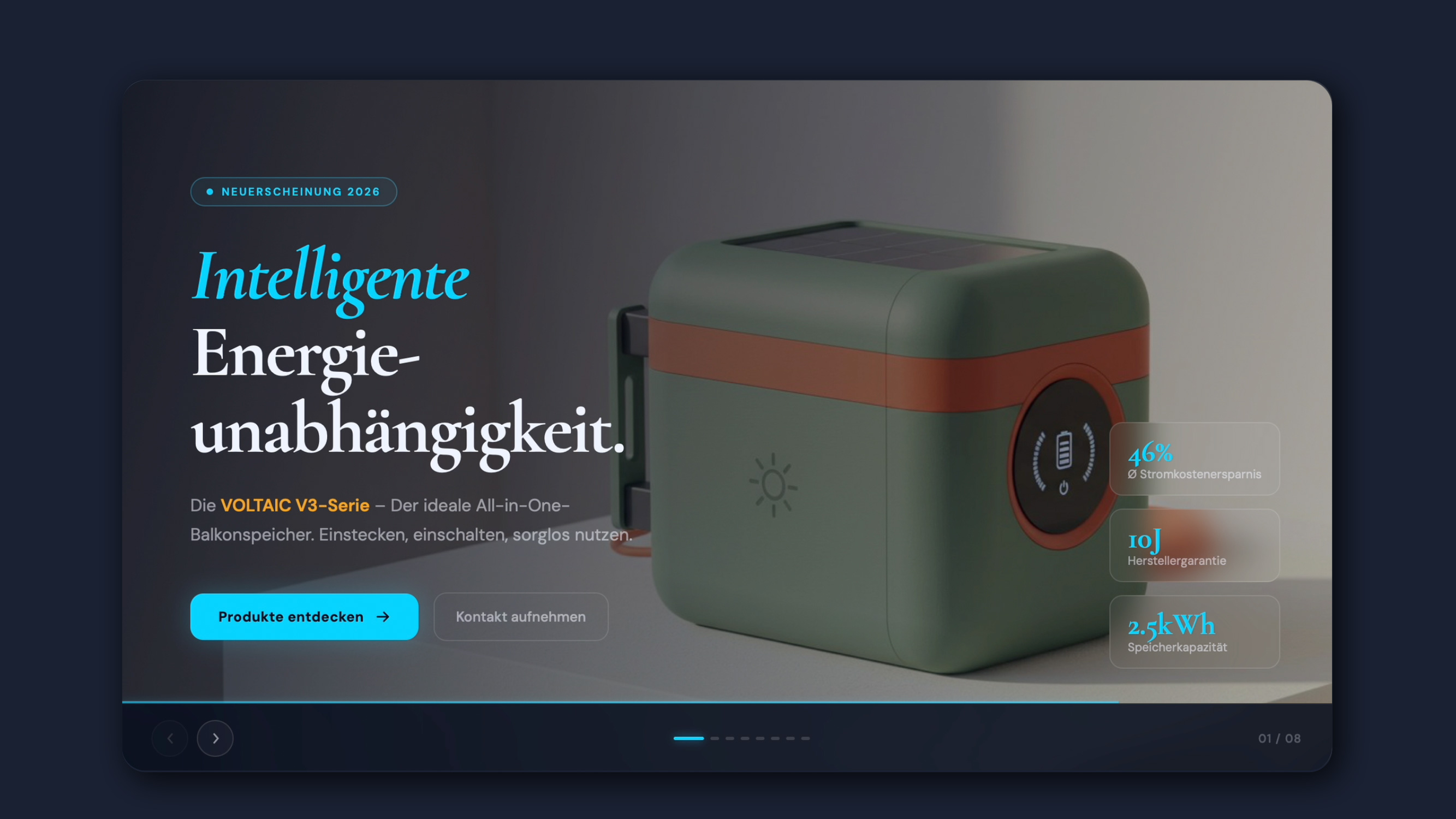 Voltaic V3 Präsentationsfolie